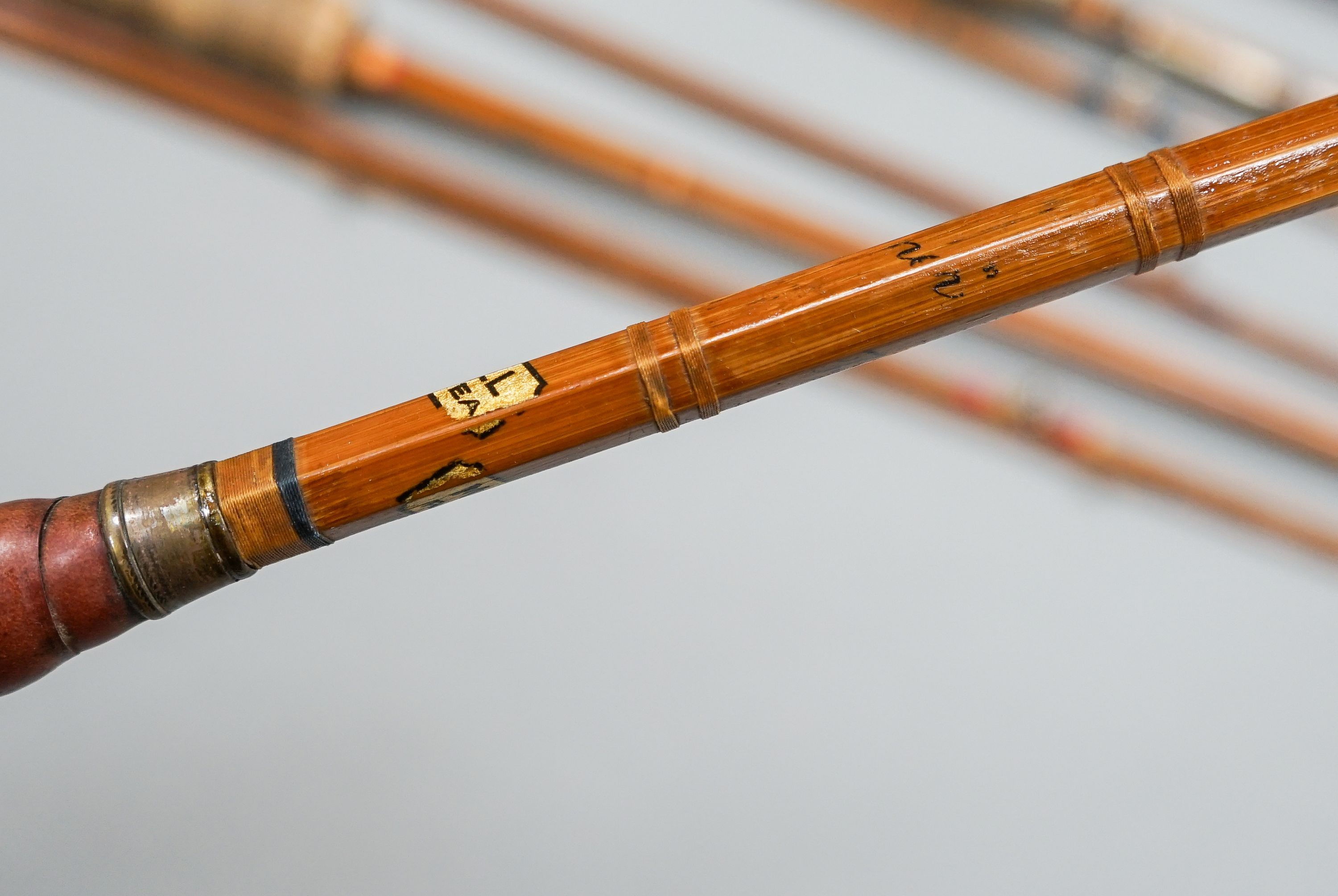 A collection of mixed split cane fishing rods, Les Compton, Elasticane, Carton-James and another (4)